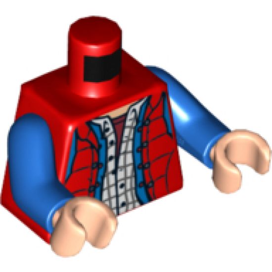 Torso Down Vest with Plaid Shirt and Blue Denim Jacket Pattern (Marty McFly) / Blue Arms / Light Nougat Hands