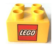 Duplo, Brick 2 x 2 with Lego Logo Pattern
