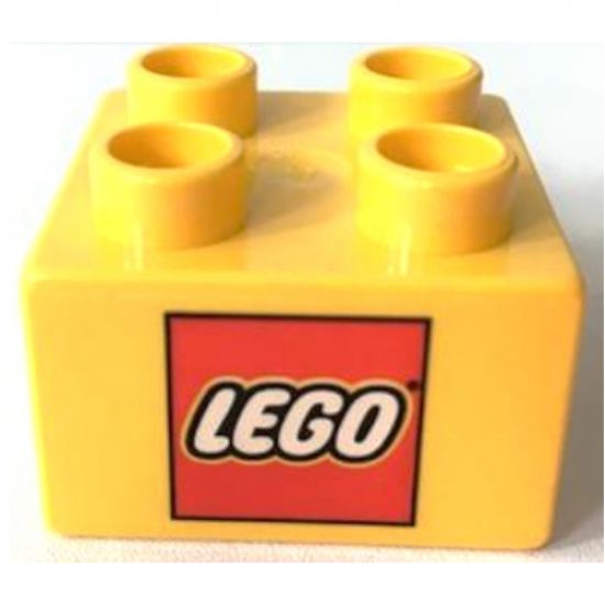 Duplo, Brick 2 x 2 with Lego Logo Pattern
