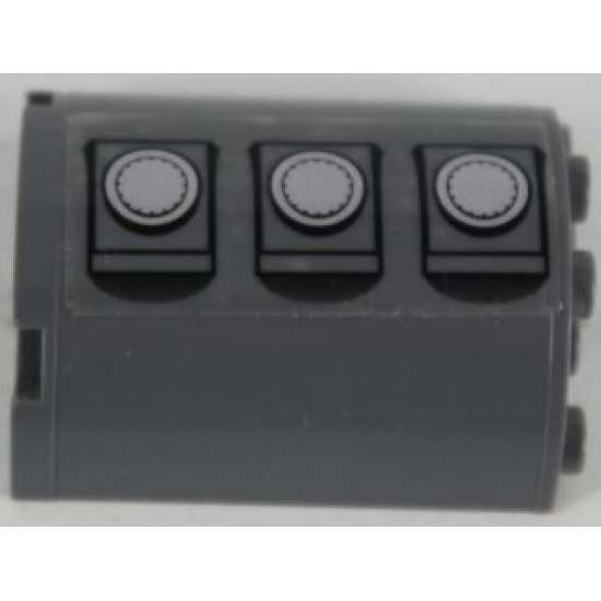 Cylinder Half 2 x 4 x 4 with 3 Gas Tank Hatches Pattern Model Left Side (Sticker) - Set 7683