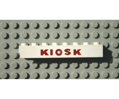 Brick 1 x 8 with Red 'KIOSK' Sans-Serif Thick Pattern