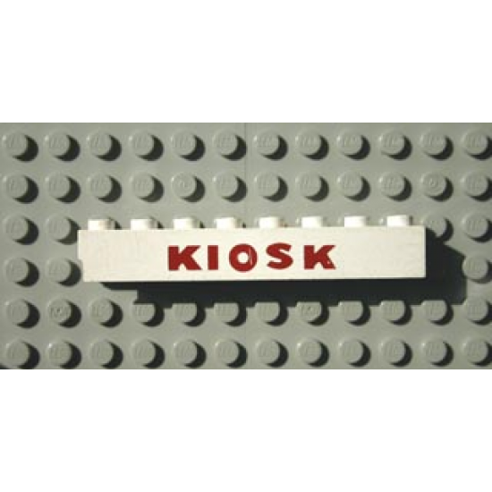 Brick 1 x 8 with Red 'KIOSK' Sans-Serif Thick Pattern