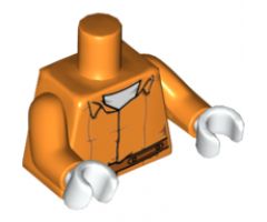 Torso Batman Prisoner Jumpsuit with Belt, White Undershirt and 'ARKHAM' on Back Pattern / Orange Arms / White Hands
