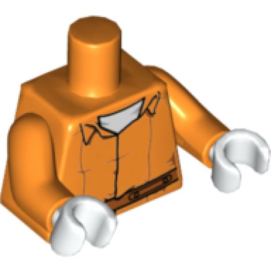 Torso Batman Prisoner Jumpsuit with Belt, White Undershirt and 'ARKHAM' on Back Pattern / Orange Arms / White Hands