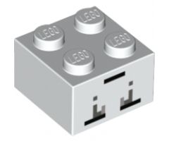 Brick 2 x 2 with Black, Dark Bluish Gray and Light Bluish Gray Squares and Rectangles Pattern (Minecraft Ghast Face)