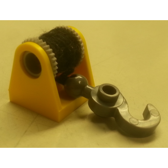 String Reel / Winch 2 x 2 Complete with Light Bluish Gray Drum with String and Dark Bluish Gray Hook with Tow Ball