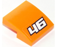 Slope, Curved 2 x 2 with White '46' with Black Outline on Orange Background Pattern (Sticker) - Set 60146