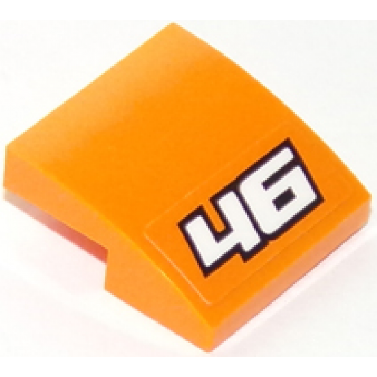 Slope, Curved 2 x 2 with White '46' with Black Outline on Orange Background Pattern (Sticker) - Set 60146