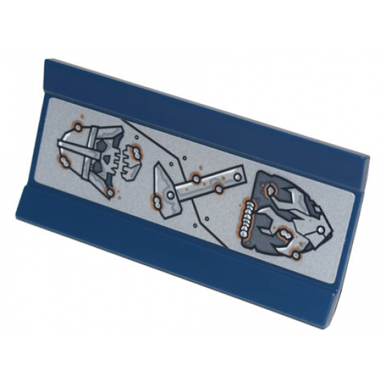 Vehicle Spoiler / Plow Blade 6 x 3 with Hinge with Skull with Helmet, Hammer and Shield with Metal Plates and Rivets Pattern (Sticker) - Set 70840