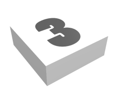 Tile 1 x 1 with Black Number 3 Bold Pattern