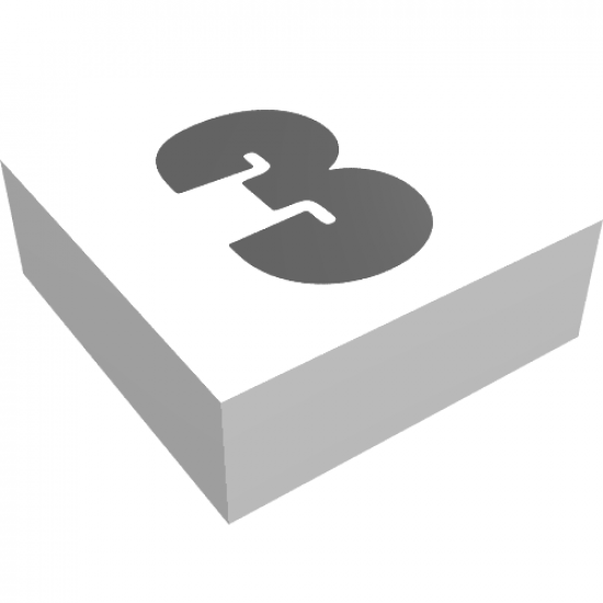 Tile 1 x 1 with Black Number 3 Bold Pattern