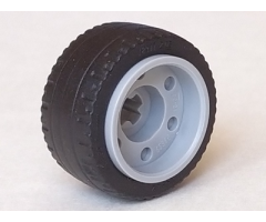 Wheel & Tire Assembly 18mm D. x 14mm with Axle Hole, Fake Bolts and Shallow Spokes with Black Tire 24 x 12 Low (55982 / 18977)