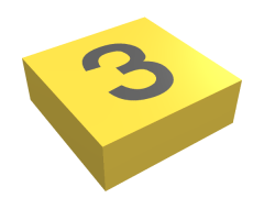 Tile 1 x 1 with Black Number 3 Pattern