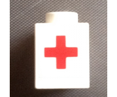 Brick 1 x 1 with Red Cross Pattern (Sticker) - Set 623