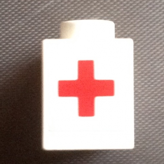 Brick 1 x 1 with Red Cross Pattern (Sticker) - Set 623