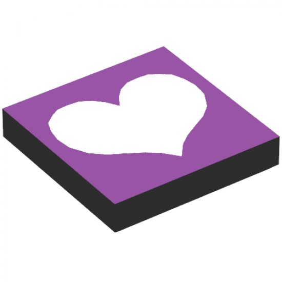 Tile 2 x 2 with Light Violet Heart on Purple Background Pattern