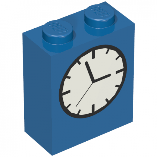 Brick 1 x 2 x 2 with Inside Axle Holder with Clock Face Pattern