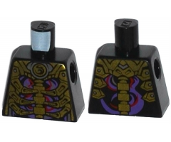 Torso Ninjago Skeleton Ribs Gold over Red and Dark Purple Swirls Pattern