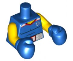 Torso Shirt with Muscles Outline and Belt with 'GB' Pattern / Yellow Arms / Blue Boxing Gloves