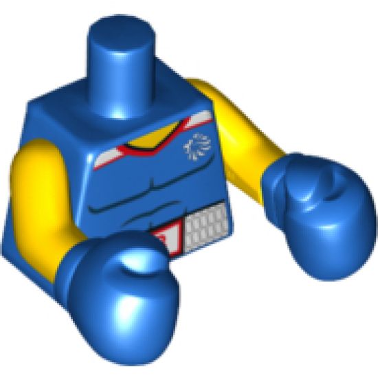 Torso Shirt with Muscles Outline and Belt with 'GB' Pattern / Yellow Arms / Blue Boxing Gloves