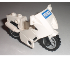 Riding Cycle Motorcycle City with Black Chassis, LBG Wheels and Fairing with 'POLICE' on Blue Background Pattern (Sticker) - Sets 7235-2 / 7744