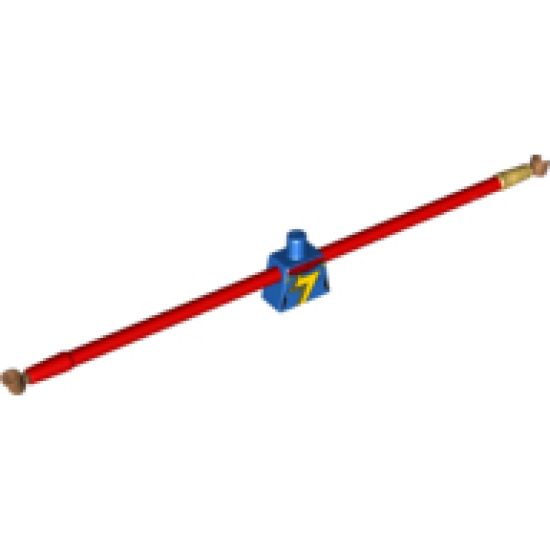 Torso, Modified Female Red Scarf and Yellow Lightning Bolt Pattern / Red Long Rubber Arms with 1 Pearl Gold Cuff Pattern / Medium Nougat Hands