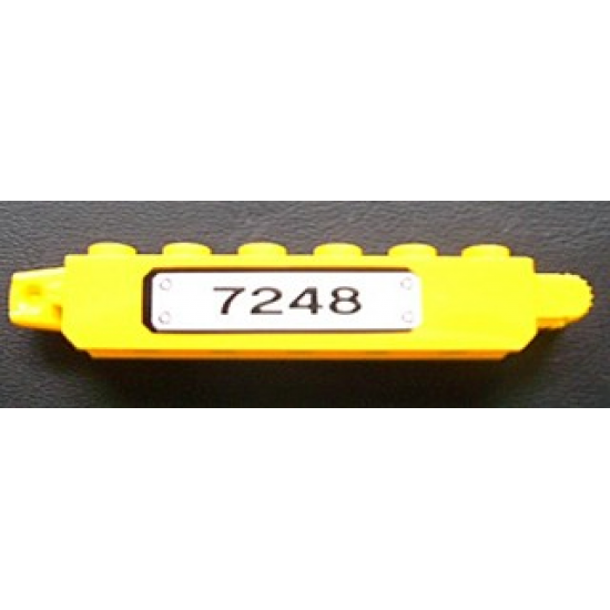 Hinge Brick 1 x 6 Locking, 9 Teeth with Black '7248' on White Background Pattern Model Left Side (Sticker) - Set 7248