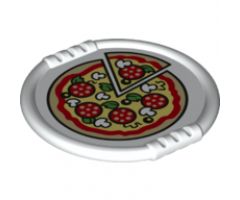 Duplo, Figure Wear & Utensil Disk with Pizza with Salami, Mushrooms, Basil and Olives Pattern