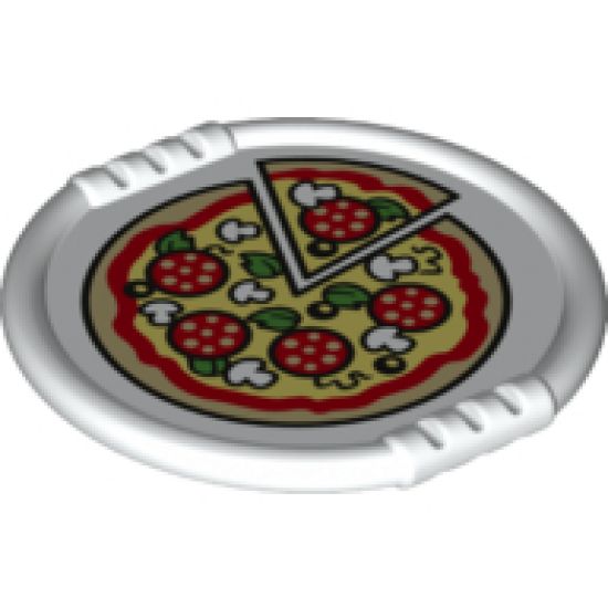 Duplo, Figure Wear & Utensil Disk with Pizza with Salami, Mushrooms, Basil and Olives Pattern