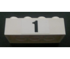 Brick 2 x 4 with Black '1' Pattern (Sticker) - Set 8672