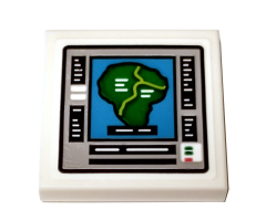 Tile 2 x 2 with Computer Monitor with Green Island Display Pattern (Sticker) - Set 75936