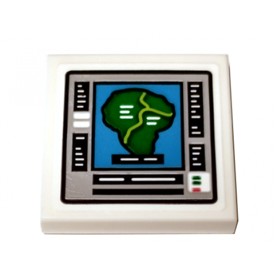Tile 2 x 2 with Computer Monitor with Green Island Display Pattern (Sticker) - Set 75936