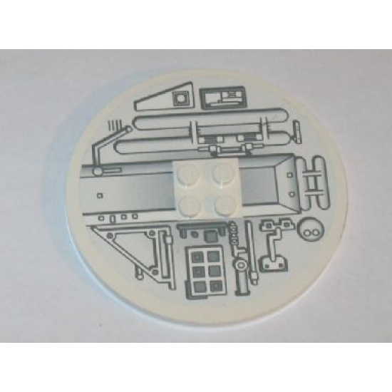 Tile, Round 8 x 8 with Machinery Pattern Model Right (Sticker) - Set 10019