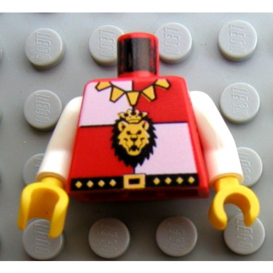 Torso Castle Royal Knights Lion Head and Necklace Pattern / White Arms / Yellow Hands