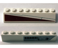 Slope 45 2 x 8 with Red and White Triangle and Silver and Black Cockpit Controls Pattern Model Left Side (Stickers) - Set 10215