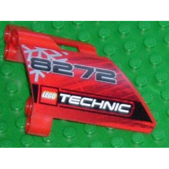 Technic, Panel Fairing #23 Large Short, Small Hole, Side B with '8272', Snowflake and Technic Logo Pattern (Sticker) - Set 8272