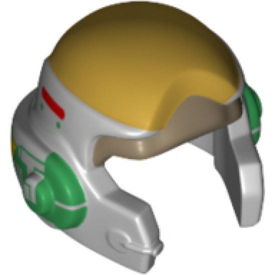 Minifigure, Headgear Helmet SW Rebel with Dark Tan, Gold and Green A-wing Pilot Pattern