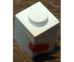 Brick 1 x 1 with Red Rectangle Pattern (Sticker) - Set 1650-1