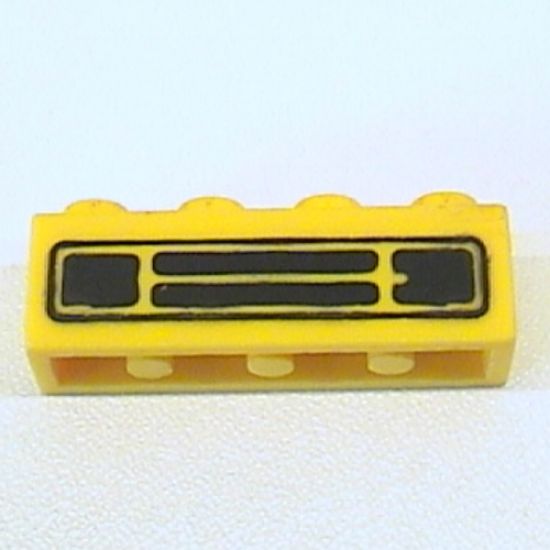 Brick 1 x 4 with Car Grille Black Pattern (Undetermined Type)