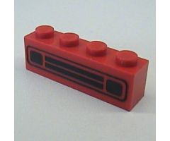 Brick 1 x 4 with Car Grille Black Pattern (Undetermined Type)