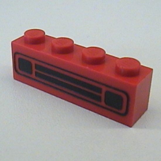 Brick 1 x 4 with Car Grille Black Pattern (Undetermined Type)