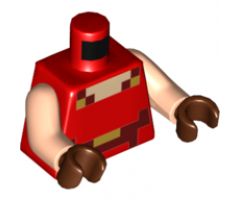 Torso Pixelated Light Nougat, Dark Red and Gold Neck, Dark Red and Gold Belt Pattern / Light Nougat Arms / Reddish Brown Hands
