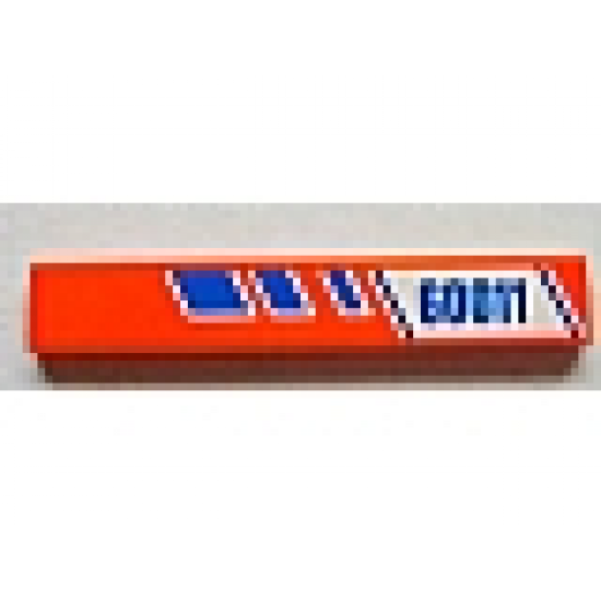 Tile 1 x 6 with Blue Stripes and '60011' on White and Orange Background Pattern Left (Sticker) - Set 60011