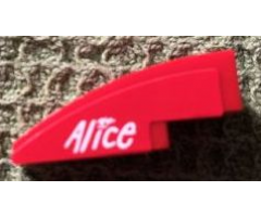 Slope, Curved 3 x 1 with White 'Alice' on Red Background Pattern Model Left Side (Sticker) - Set 8142-2