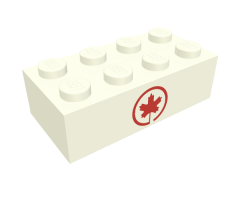Brick 2 x 4 with Red Maple Leaf Air Canada Logo Pattern