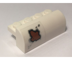 Slope, Curved 2 x 4 x 1 1/3 with Four Recessed Studs with Rust Spot Pattern Model Left Side (Sticker) - Set 10274