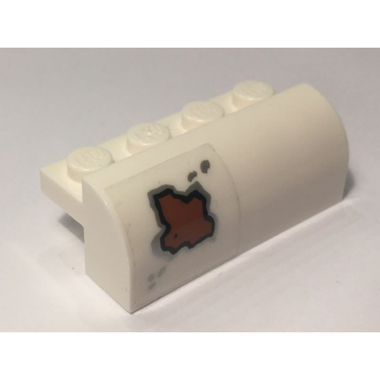 Slope, Curved 2 x 4 x 1 1/3 with Four Recessed Studs with Rust Spot Pattern Model Left Side (Sticker) - Set 10274