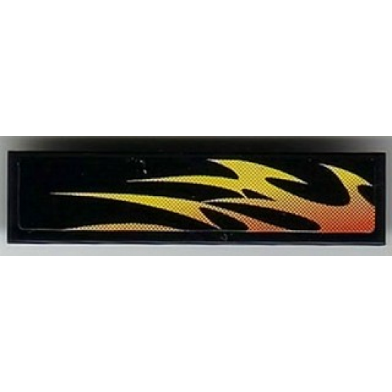 Tile 1 x 4 with Red and Orange Flames Pattern Model Left (Sticker) - Set 8899