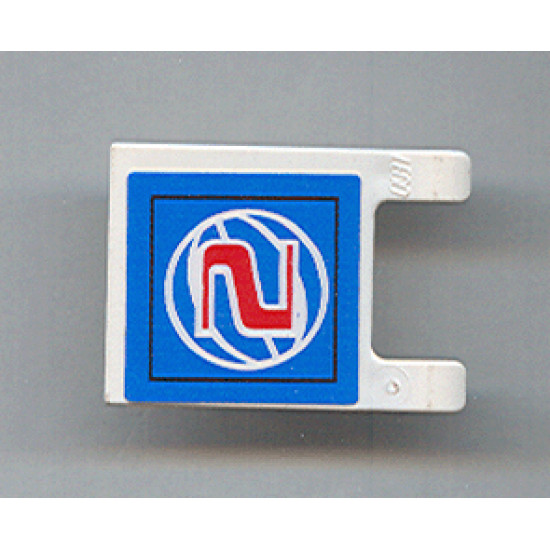 Flag 2 x 2 Square with Red Number 2 on Blue Background with White Basketball Pattern (Sticker) - Set 3432
