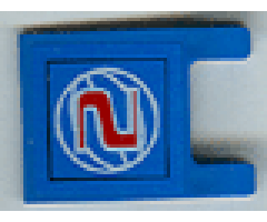 Flag 2 x 2 Square with Red Number 2 on Blue Background with White Basketball Pattern (Sticker) - Set 3432